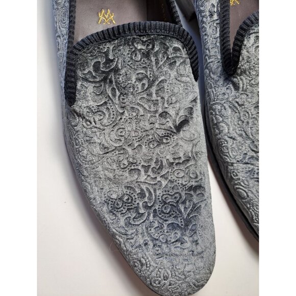 Mezlan Mens Travolta Embossed Velvet Formal Evening Shoes Gray Made Spain Size 1 - Picture 2 of 12